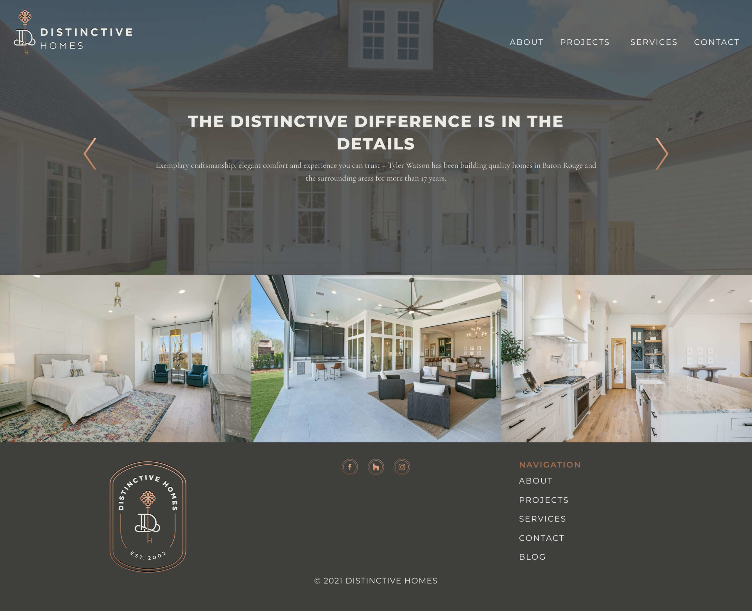 Screenshot of distinctive homes