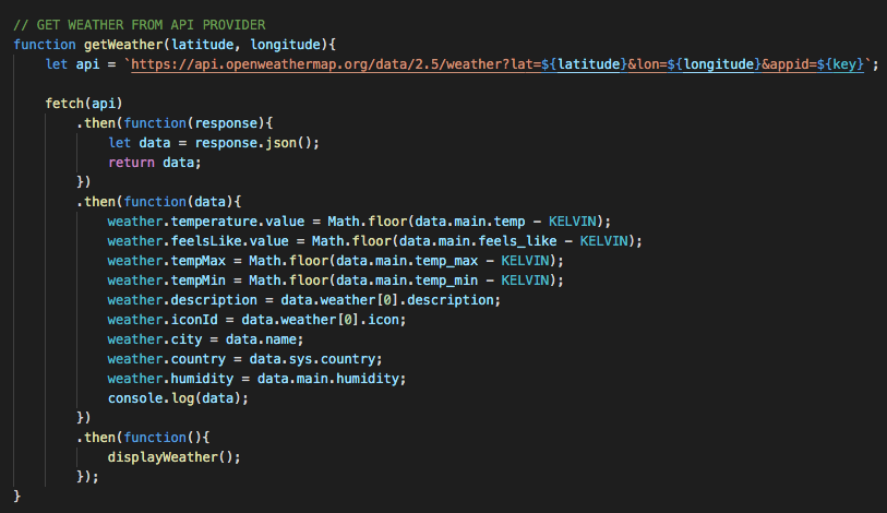 Example code - get wather function